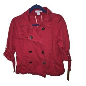 Charlotte Russe Women's Sz Large – Red Cotton Double Breasted  3/4 Sleeve Blazer